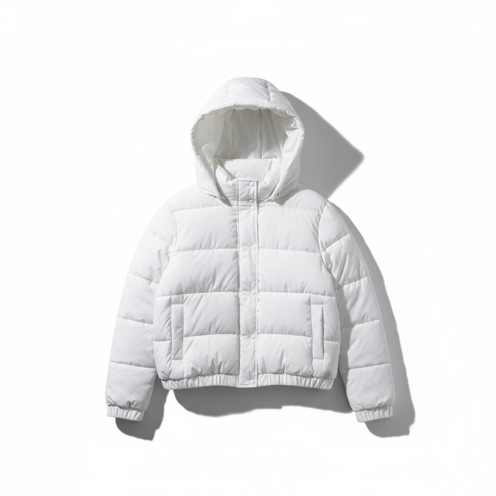 MISSGUIDED Womany White Hooded Puffer Jacket Size 6